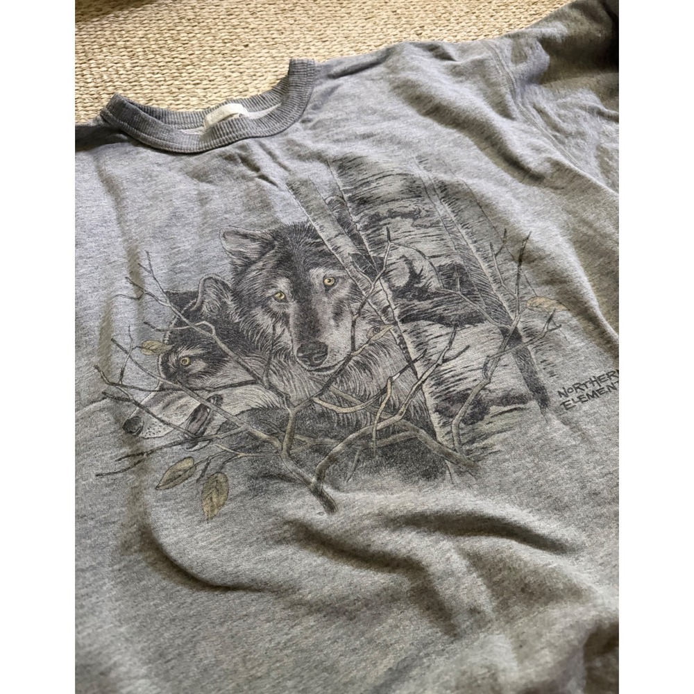 Northern Elements Grey Wolf Graphic Sweatshirt Nature vintage 90's crewneck LG